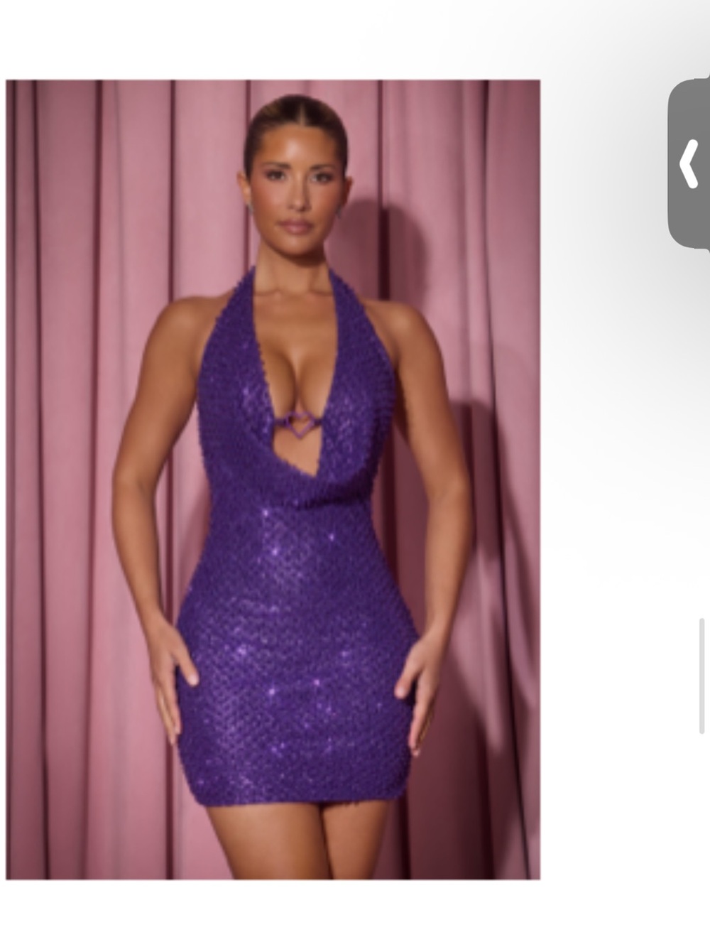 Oh Polly Purple Sequin Halter Mini Dress